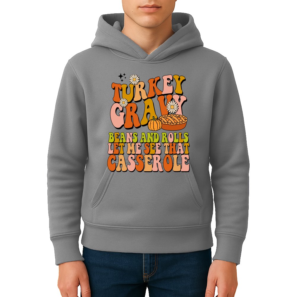 Turkey Gravy Retro Groovy Thanksgiving Food Kids Hoodie