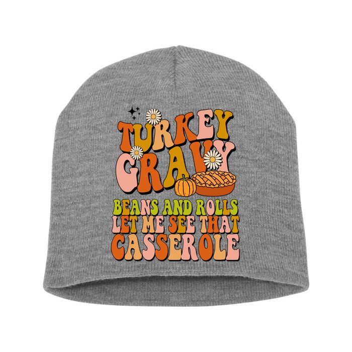 Turkey Gravy Retro Groovy Thanksgiving Food Short Acrylic Beanie