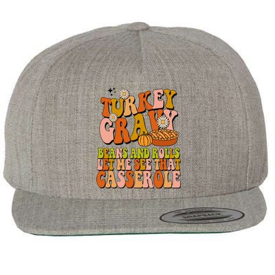 Turkey Gravy Retro Groovy Thanksgiving Food Wool Snapback Cap