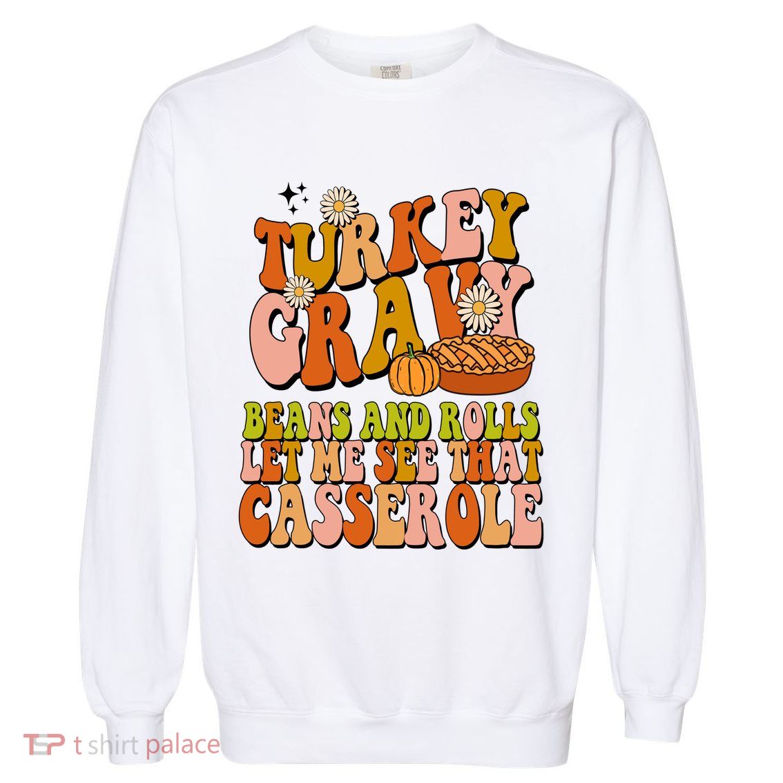 Turkey Gravy Retro Groovy Thanksgiving Food Garment-Dyed Sweatshirt