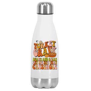 Turkey Gravy Retro Groovy Thanksgiving Food Stainless Steel Insulated Water Bottle