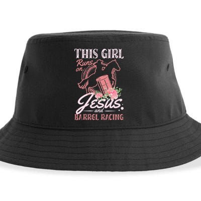 This Girl Runs On Jesus And Barrel Racing For A Barrel Racer Sustainable Bucket Hat