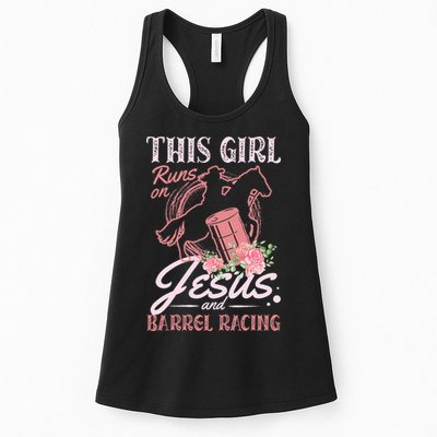 This Girl Runs On Jesus And Barrel Racing For A Barrel Racer Womens Tank Top