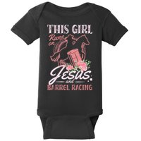 This Girl Runs On Jesus And Barrel Racing For A Barrel Racer Baby Bodysuit