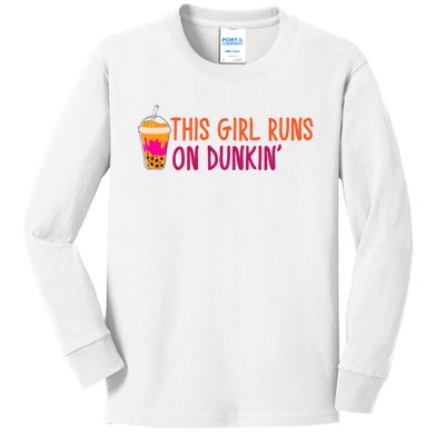 This Girl Runs On Funny Kids Long Sleeve Shirt