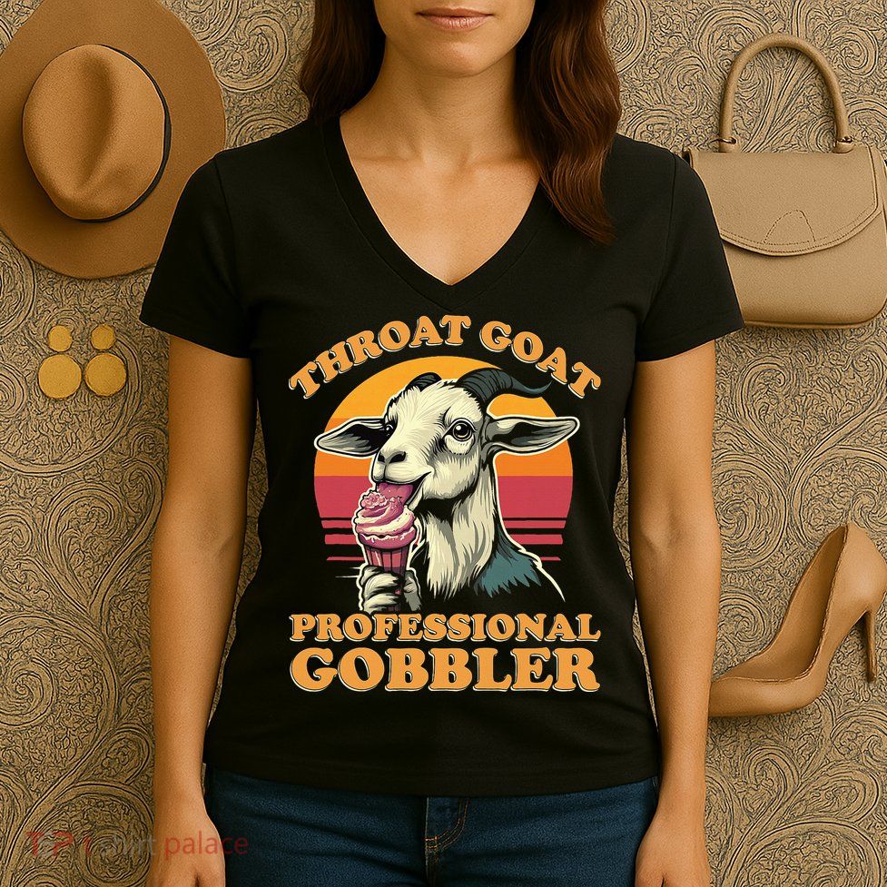 Throat Goat Retro Inappropriate Adult Humor Funny Gag Memes Women's V-Neck T-Shirt