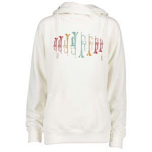 Trumpeter Gift Retro Jazz Music Trumpet Womens Funnel Neck Pullover Hood