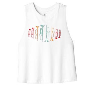 Trumpeter Gift Retro Jazz Music Trumpet Women's Racerback Cropped Tank