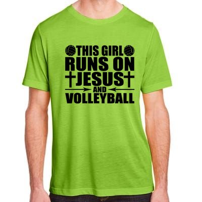 This Girl Runs On Jesus And Volleyball Novelty TShirt Adult ChromaSoft Performance T-Shirt