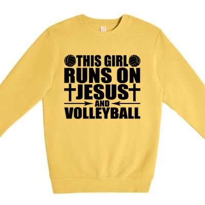 This Girl Runs On Jesus And Volleyball Novelty TShirt Premium Crewneck Sweatshirt