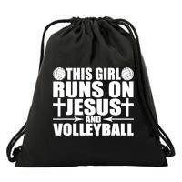 This Girl Runs On Jesus And Volleyball Novelty TShirt Drawstring Bag