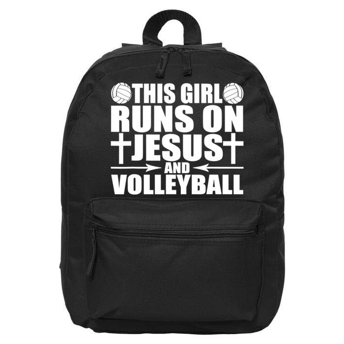 This Girl Runs On Jesus And Volleyball Novelty TShirt 16 in Basic Backpack