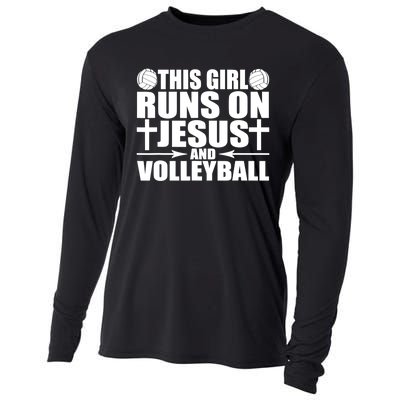 This Girl Runs On Jesus And Volleyball Novelty TShirt Cooling Performance Long Sleeve Crew