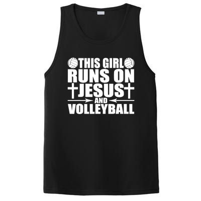 This Girl Runs On Jesus And Volleyball Novelty TShirt PosiCharge Competitor Tank