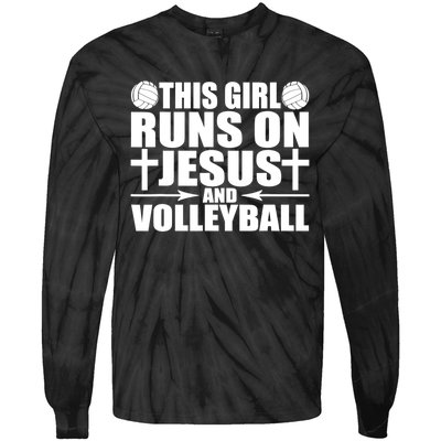 This Girl Runs On Jesus And Volleyball Novelty TShirt Tie-Dye Long Sleeve Shirt