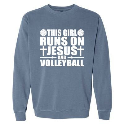 This Girl Runs On Jesus And Volleyball Novelty TShirt Garment-Dyed Sweatshirt