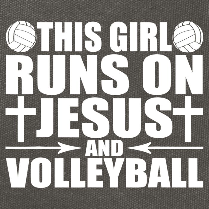 This Girl Runs On Jesus And Volleyball Novelty TShirt Cotton Canvas Backpack
