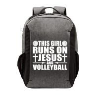 This Girl Runs On Jesus And Volleyball Novelty TShirt Vector Backpack