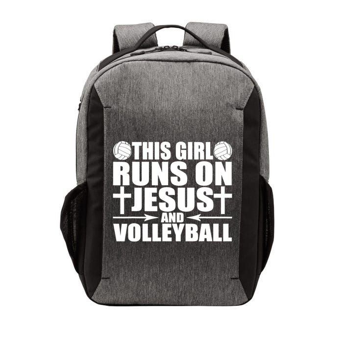 This Girl Runs On Jesus And Volleyball Novelty TShirt Vector Backpack