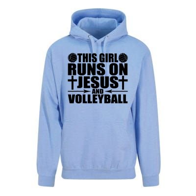 This Girl Runs On Jesus And Volleyball Novelty TShirt Unisex Surf Hoodie