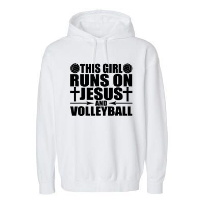 This Girl Runs On Jesus And Volleyball Novelty TShirt Garment-Dyed Fleece Hoodie