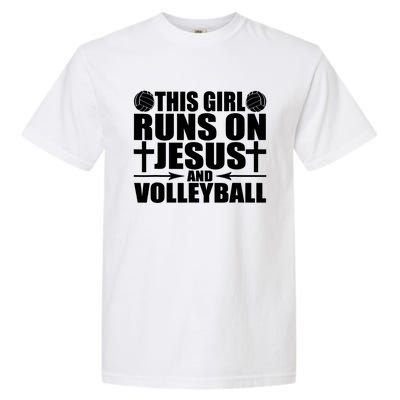 This Girl Runs On Jesus And Volleyball Novelty TShirt Garment-Dyed Heavyweight T-Shirt