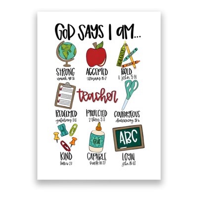 Teacher God Says I Am Teacher Bible Verse Poster