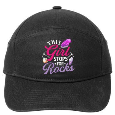 This Girl Stops For Rocks Rock Collector Geode Hunter 7-Panel Snapback Hat