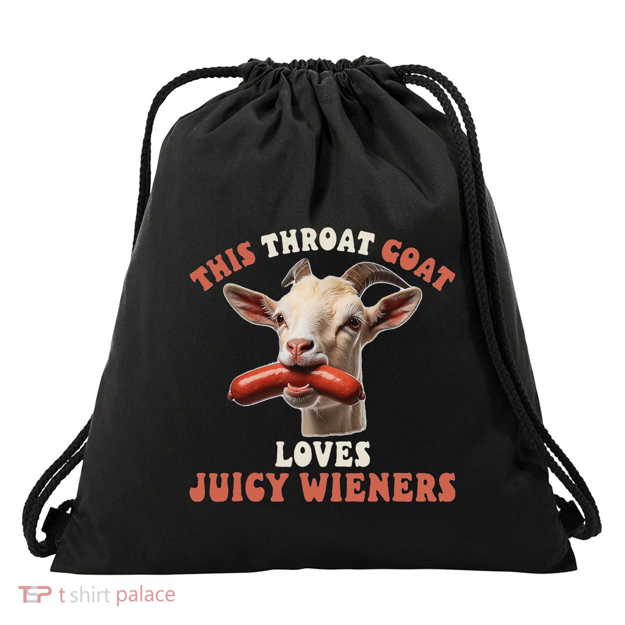 Throat Goat Swallows Juicy Wieners Inappropriate Adult Drawstring Bag