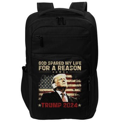 Trump God Spared My Life For A Reason Save Restore America Impact Tech Backpack