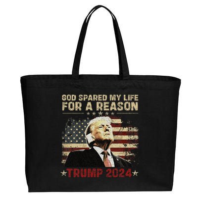 Trump God Spared My Life For A Reason Save Restore America Cotton Canvas Jumbo Tote