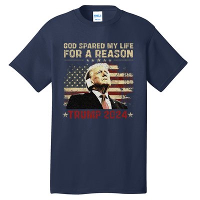 Trump God Spared My Life For A Reason Save Restore America Tall T-Shirt