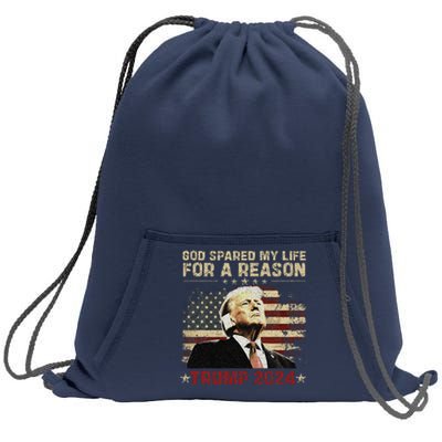 Trump God Spared My Life For A Reason Save Restore America Sweatshirt Cinch Pack Bag