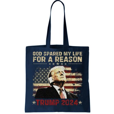 Trump God Spared My Life For A Reason Save Restore America Tote Bag