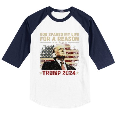 Trump God Spared My Life For A Reason Save Restore America Baseball Sleeve Shirt