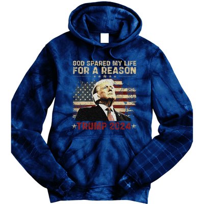 Trump God Spared My Life For A Reason Save Restore America Tie Dye Hoodie