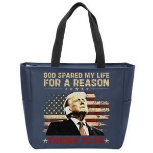 Trump God Spared My Life For A Reason Save Restore America Zip Tote Bag