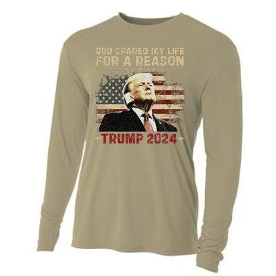 Trump God Spared My Life For A Reason Save Restore America Cooling Performance Long Sleeve Crew