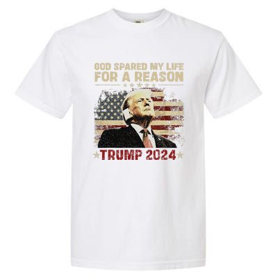 Trump God Spared My Life For A Reason Save Restore America Garment-Dyed Heavyweight T-Shirt