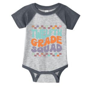 Twelfth Grade Squad Retro Groovy Happy First Day Of School Gift Infant Baby Jersey Bodysuit