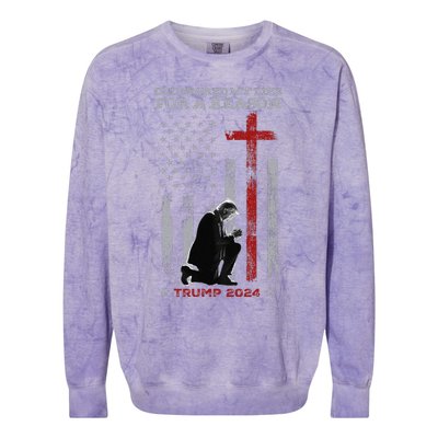 Trump God Spared My Life For A Reason Save Restore America Colorblast Crewneck Sweatshirt