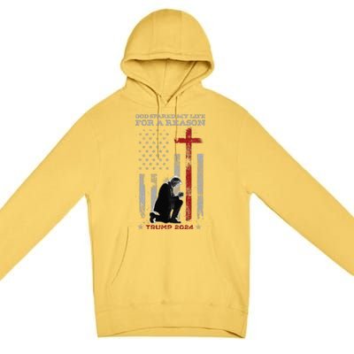 Trump God Spared My Life For A Reason Save Restore America Premium Pullover Hoodie