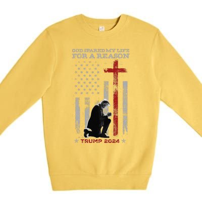 Trump God Spared My Life For A Reason Save Restore America Premium Crewneck Sweatshirt