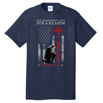 Trump God Spared My Life For A Reason Save Restore America Tall T-Shirt