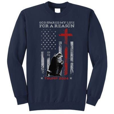 Trump God Spared My Life For A Reason Save Restore America Tall Sweatshirt