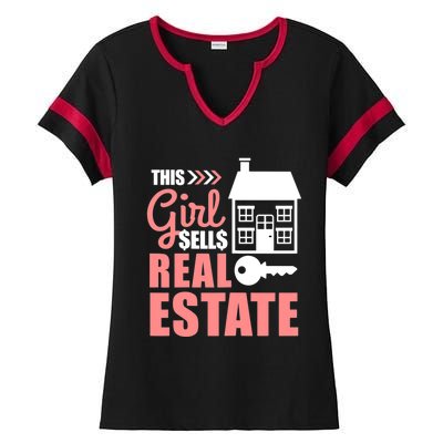 This Girl Sells Real Estate Real Estate Agent Ladies Halftime Notch Neck Tee