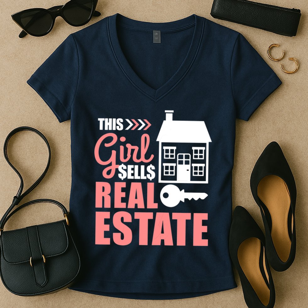 This Girl Sells Real Estate Real Estate Agent Women's V-Neck T-Shirt