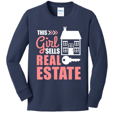 This Girl Sells Real Estate Real Estate Agent Kids Long Sleeve Shirt