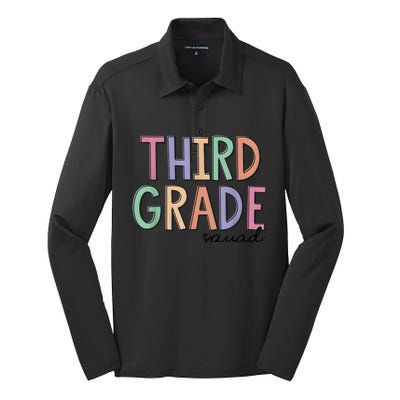 Third Grade Squad Teachers Kid 3rd Grade Back to School Silk Touch Performance Long Sleeve Polo