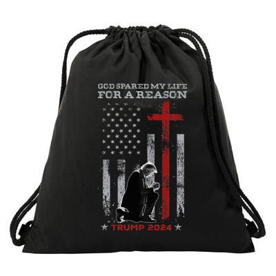Trump God Spared My Life For A Reason Save Restore America Drawstring Bag